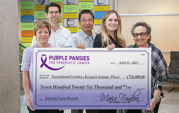 ATLANTA NON-PROFIT, PURPLE PANSIES, DONATES $726,000 IN SUPPORT OF TGEN CLINICAL STUDY